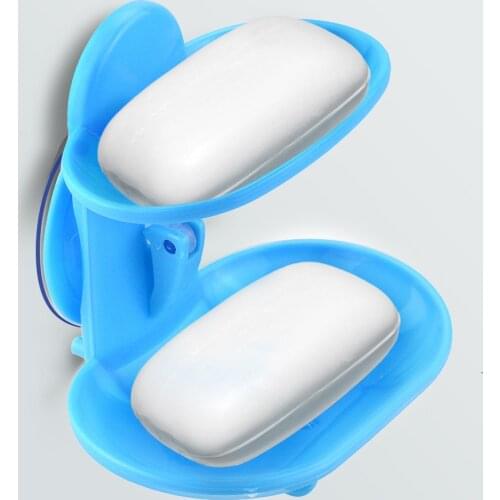 1Pcs Double Layers Soap Box Kitchen Tools Bathroom Accessories Soap Dish Suction Holder Storage Basket Soap Box Stand