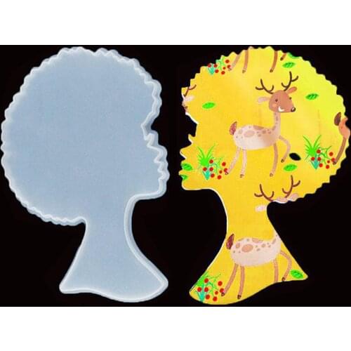 Head Beauty Coaster Mold Afro Female Silicone Resin Mold for DIY Coaster