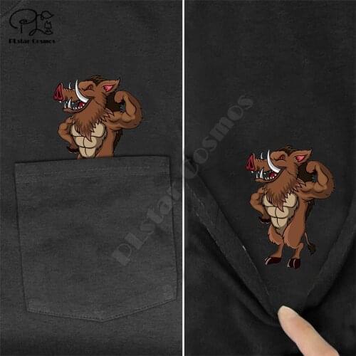 PLstar Cosmos T Shirt Fashion summer pocket Wild boar printed t-shirt men for women shirts tops funny cotton tees drop shipping