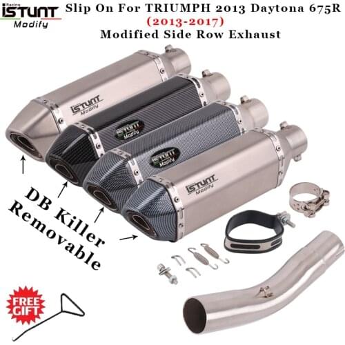 Triumph 2013 Daytona 675R Motorcycle Side Row Exhaust Muffler Escape Middle Link Pipe DB Killer For TRIUMPH 2013 Daytona 675R