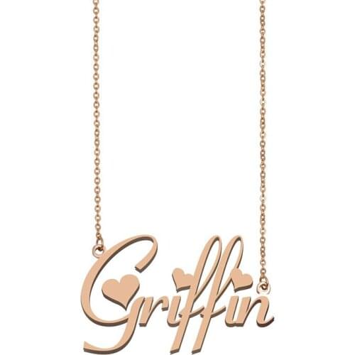 Griffin Name Necklace Custom Name Stainless Steel Gold for Women Girls Best Friends Birthday Wedding Christmas Mother Days Gift