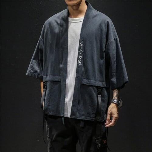 Embroidery Haori Cotton Coats Harajuku Japanese Style Cardigan Men Samurai Kimono Robes Yukata Asian Clothes Women Jackets
