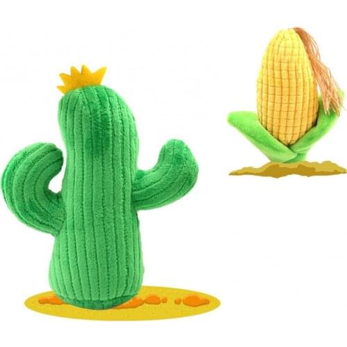 Puppy Bite Resistant Yellow Corn Green Cactus Doll Chewing Sounding Interactive Dog Toys Pet Supplies Birthday Party Decorations