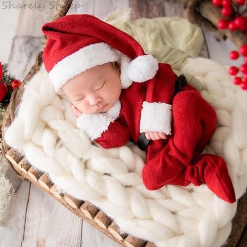 Infant Baby Boy Girl Christmas Striped Rompers Photo Shoot Clothes Newborn Photography Props Family Pciture Costume Xmas Gift