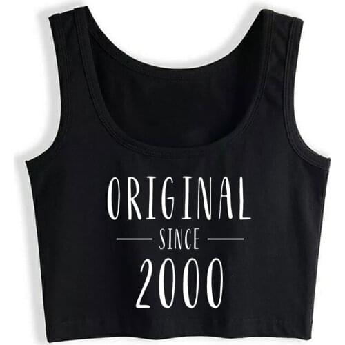 Crop Top Women Original Since 2000 Distressed Born In 2000 Harajuku Tank Top Women Custom Women Clothes