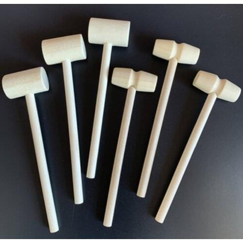 5 Pieces Mini Wooden Hammer Balls Toy Wood Mini Hammer Knock Children Flat Toy Mallet Wooden DIY Accessories