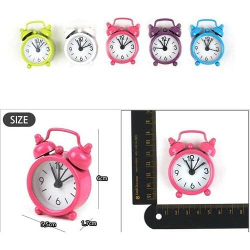 Mini Blue Circular Metal Small Alarm Clock Button Electronics Arrow Rotate Pointer Drive Timekeeping Clock B0Y3