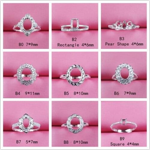 Fashion jewelry setting adjustable silver 925 diy gemstone ring base fingdings good quality precision work B