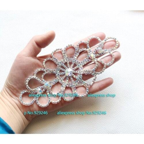 Fashion ab crystal rhinestone applique flower trimmings for dress gown garment decoration bags hat crafts embellishments