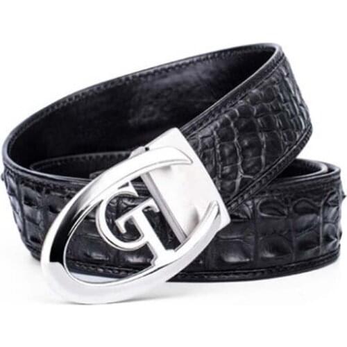 Gete Thai genuine crocodile leather men belt man stainless steel smooth buckle crocodile leather belt belt for man