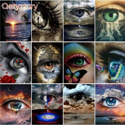 GATYZTORY Oil Painting By Numbers Acrylic Paint By Numbers Kits For Adults Drawing On Canvas Landscape Eyes Diy Home Decor