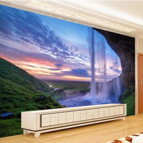 Water Curtain Cave Waterfall Photo Wallpaper Mural for Living Room Bedroom Home Wall Decor papel de parede quarto Wall paper 3D