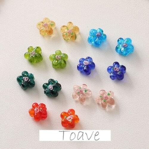 Small fresh double-sided flower glass diy earrings beaded retro ins bracelet necklace accessories earrings jewelry materials