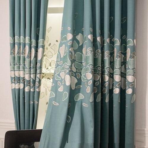 New Dutch Ni thick taped embroidery Nordic British simple curtain living room study bedroom curtain cloth