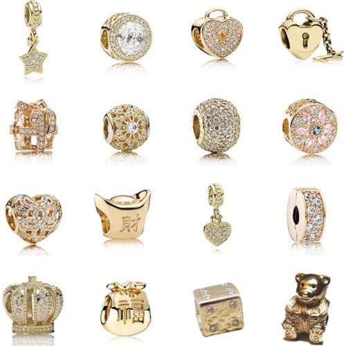 NEW Fashion 925 Rose Gold Sterling Silver Beads 4 Charm Embrace With Cubic Zirconia Fit Essence Bracelet Diy Jewelry Free Mail