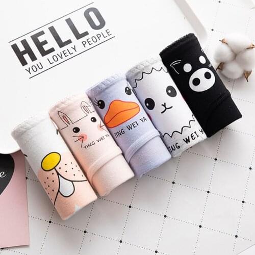 New 5Pcs/Lot Cartoon Panties Womens Underwear Cotton Briefs Breathable Seamless Calcinhas Underpants Girls Panty Sexy Lingeries