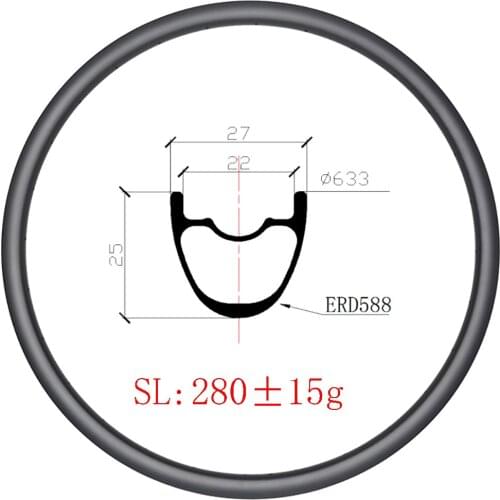 Light 280g MTB XC 27mm wide Hookless Tubeless disc brake carbon rim 24H 28H 32H UD 3K 12K matte glossy mounatian bike 29in wheel