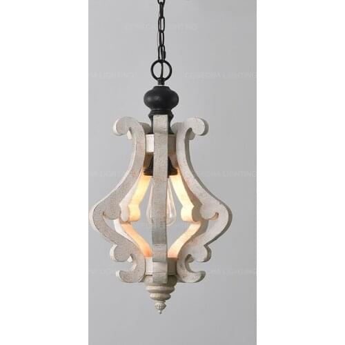 Single chandelier small 1 light white hallway hanging light in corridor kitchen dining room suspension white wood chandelier E27