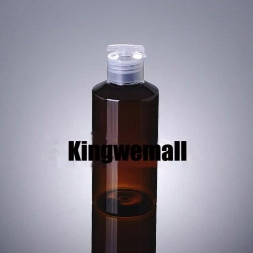 Wholesale 300pcs/lot Capacity 150ml Empty PET Brown Lotion Bottle with Press Lids For Cosmetic Packaging XCI36