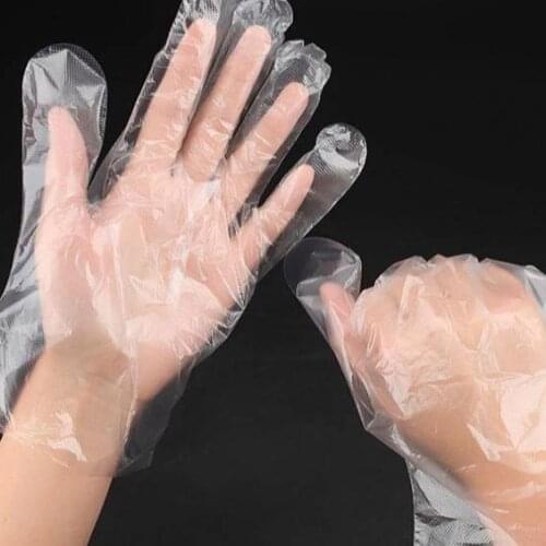 Plastic gloves Transparent Gloves 2 Holes Hanging HDPE Gloves Food Restaurant Disposable Gloves 100pcs 1.1g Thick More Thicker