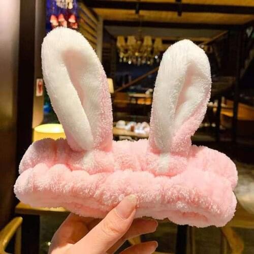 Wash Face Hair Holder Hairbands Soft Warm Coral Fleece Bow Animal Ears Headband For Women Girls Turban Fashion Hair Accessories