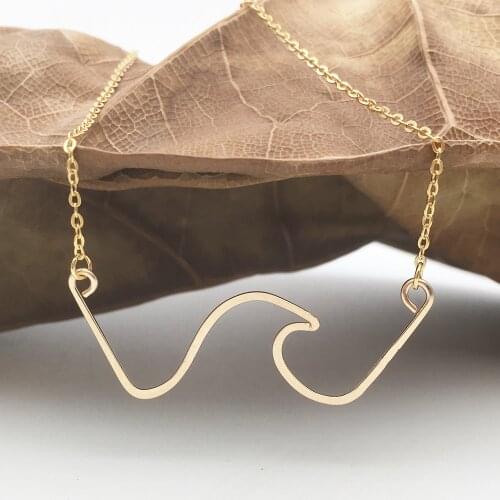 Gold Filled Mountain Pendants 925 Silver Wave Necklace Handmade Choker Collier Femme Kolye Collares Women Jewelry Boho Necklace