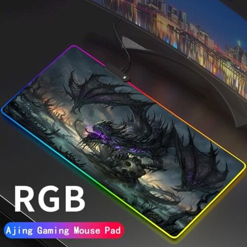 RGB Gaming Mouse Pad Large Anime Dragon LED Lighting Mousepad Gamer Computer Desk Mat Pad Anti-slip Support DIY