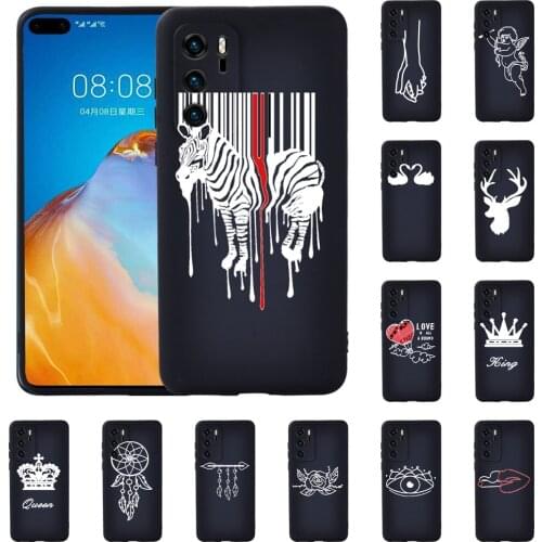 Luxury Soft TPU Silicone Phone Case for Huawei P20/P20 Pro/P30 Pro/P30 Plus/P30 LITE/P40/P40 Pro White Image Pattern Back Cover