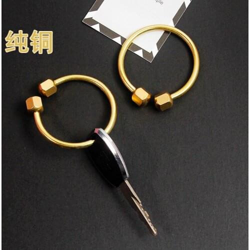 Luxury High Quality Copper Round Keychain Key Chain Metal Key Ring Pendant Bag Charm For Women Men D462