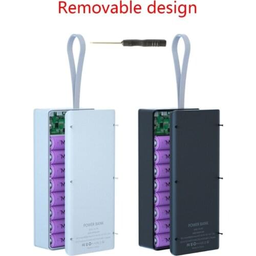 DXAB Detachable QC3.0 PD LCD Display DIY 16x18650 Battery Case Power Bank Shell without Battery 10W Wireless Charging Box