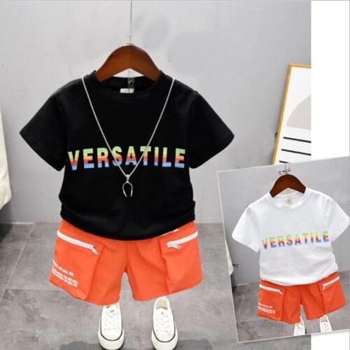 Toddler Boy Short Sleeve Suit Boys Sports Clothes Suit Summer Childrens Fashion Leisure T-Shirts + Shorts 2pcs For 2-7Y
