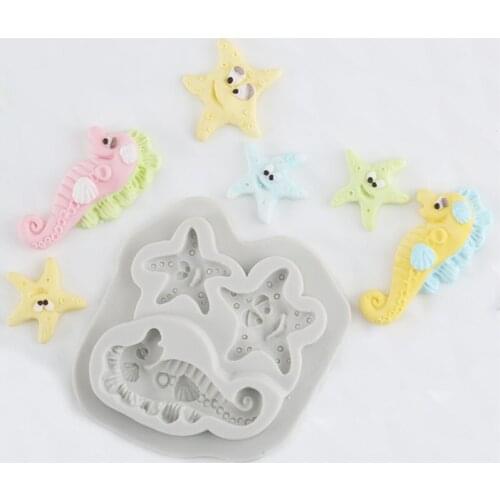 Seahorse/Starfish Fondant Silicone Mold Cookie Biscuits Molds Candy Chocolate Pudding Mould Baking Cupcake Decoration Tools Clay
