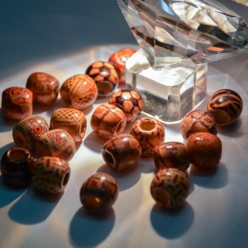 Style Tibet 50Pcs Wooden Hair Beads for Dreadlocks Big Hole Dreadlock Bead/Ring For Braiding Hair Extension