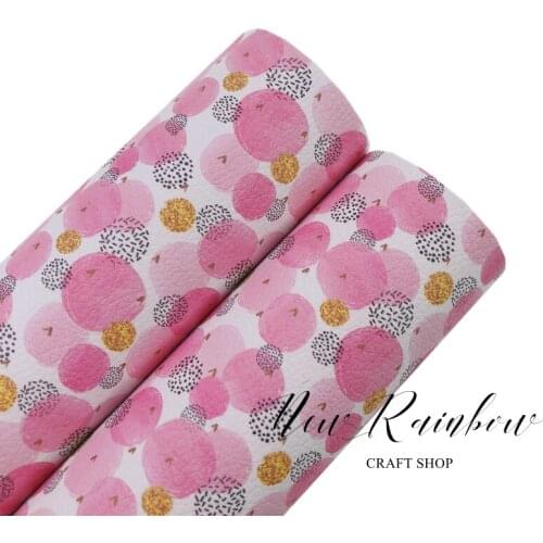 New Rainbow 30x22cm/A4 Pink bubble Printed Litchi Faux leatherette fabric for making bows, earrings and DIY crafts