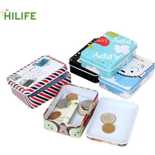 Home Supplies Mini Cute Cartoon Tin For Jewelry Kids` Toy Card Cash Paper clip Metal Box Case Home Storage Box Organizer