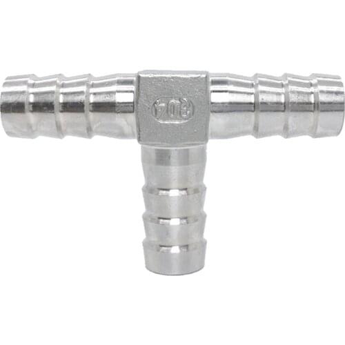 316 Stainless Steel 6/8/10/12/14/16mm Hose Barb Tee 3 Ways Hosetail Splicer Splitter Water Gas Fuel