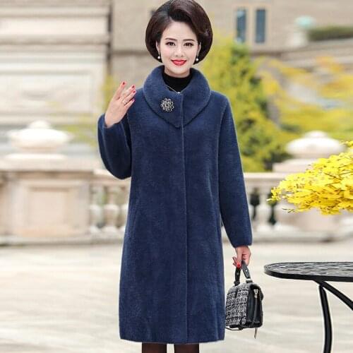 High Quality Womens Mink Velvet Coat Noble Middle-aged Overcoat Fashion Women Double-sided Velvet Overcoat 2020 Winter New Coat