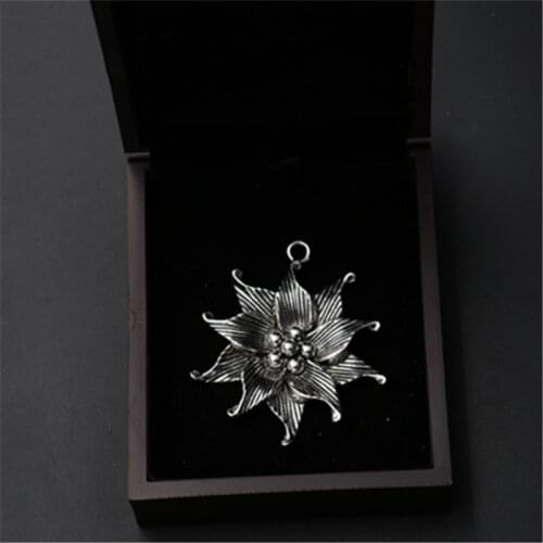 WKOUD 4pcs Antique Silve 3D peppermintr flowers Glamour Alloy Pendant For Necklace Earrings DIY Metal Jewelry charm makings A921