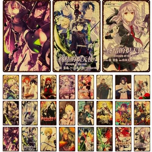 Japanese Anime Metal Plaque Seraph of The End Retro Plaque Art Poster Wall Stickers Home Decor Kids Room Vintage Iron Painting
