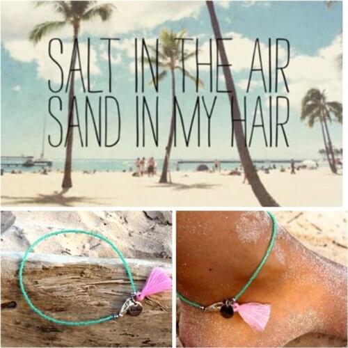 Dongmu Jewellery Handmade Summer Anklet Beads New Boho Barefoot Beach Bohemian Anklet Hippie Style Beaded Ankle Bracelet