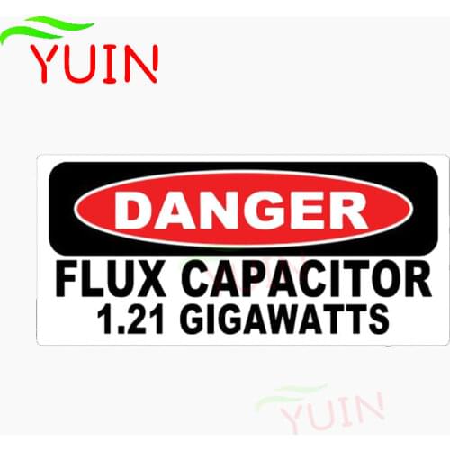 Amusing DANGER FLUX CAPACITOR 1.21 GIGAWATTS Car Sticker Personality Auto Accessories PVC Decoration Waterproof Decal 16*7cm