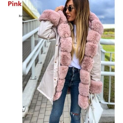 Womens Winter Parka Coats Long Cotton Casual Fur Hooded Jackets Women Thick Warm Winter Parkas Female Overcoat Coat