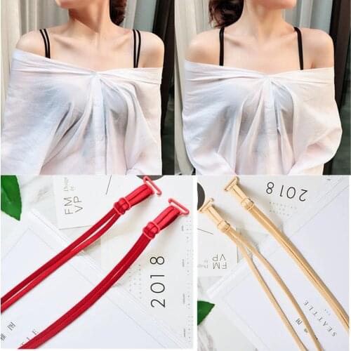 1pair Candy Color Double-Shoulder Adjustable Shoulder Strap Girdle Elastic Bra Straps
