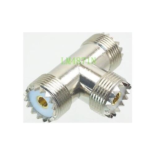1pce Adapter UHF female to 2x two SO239 female jack T Splitter RF connector 1F2F
