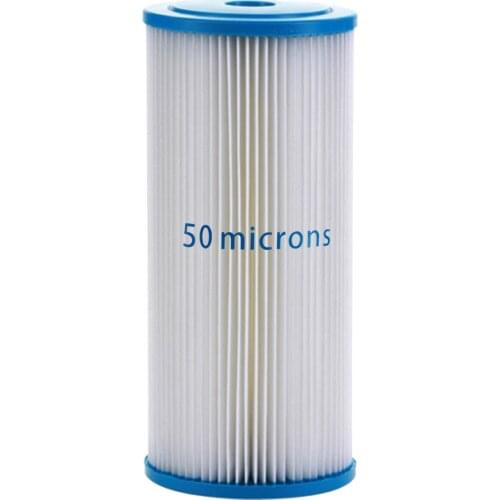 50 Micron Sediment Pleated Water Filter City or Well Water 4.5" Dia. x 10" Long, Washable and Reusable