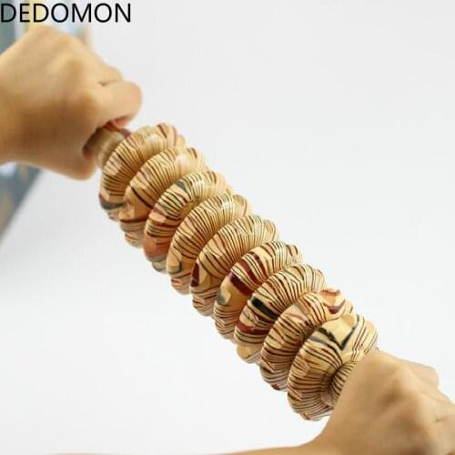 9-Wheel Wooden Abdomen Massager Multifunctional Fitness Roller Stick Body Anti Cellulite Waist Massage Muscle Relax Tool