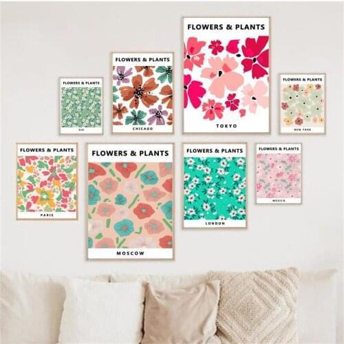 Abstract Boho Botanical Tokyo Wildflower Plant Wall Art Canvas Painting Posters And Prints Wall Pictures For Living Room Decor