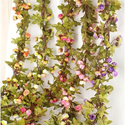 Artificial Flower Garland Romantic Rose Garland Hanging Vine for Wedding