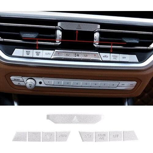 Car Triangle Warning Air conditioning Volume Knob Button Cover Trim Stickers For BMW 3 Series G20 G28 2019-2021 Car Accessories