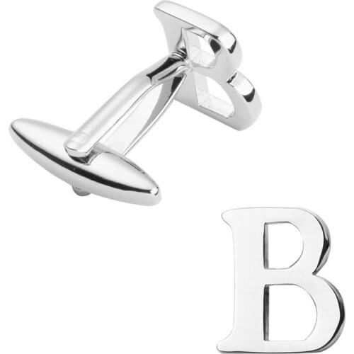 Free delivery, high quality copper material cuff links, brand new fashionable silvery B letter cuff links, mens wedding gifts